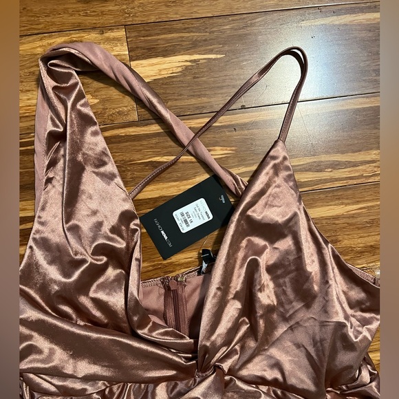 Fashion Nova Satin Dress in Rich Copper - Picture 4 of 6